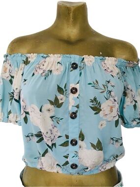 Xhilaration NWT Off Shoulder Cropped Boho PEASANT TOP M